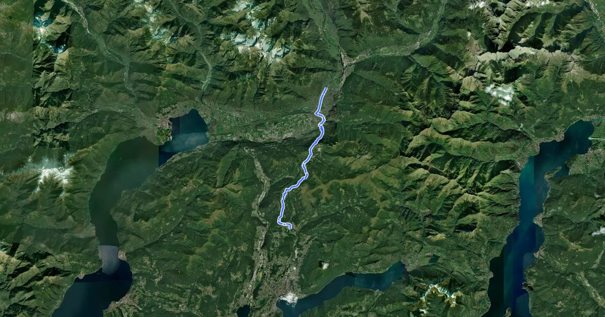 Маршрут Trans Swiss Trail на спутниковом снимке