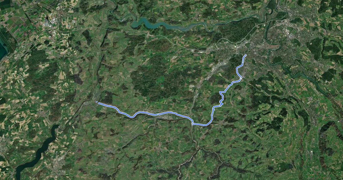 Маршрут Trans Swiss Trail на спутниковом снимке