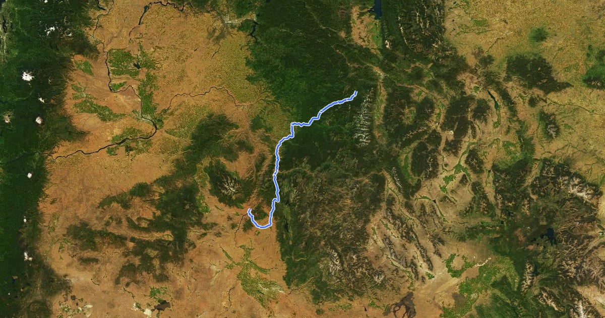 Маршрут TransAmerica Trail (Idaho) на спутниковом снимке