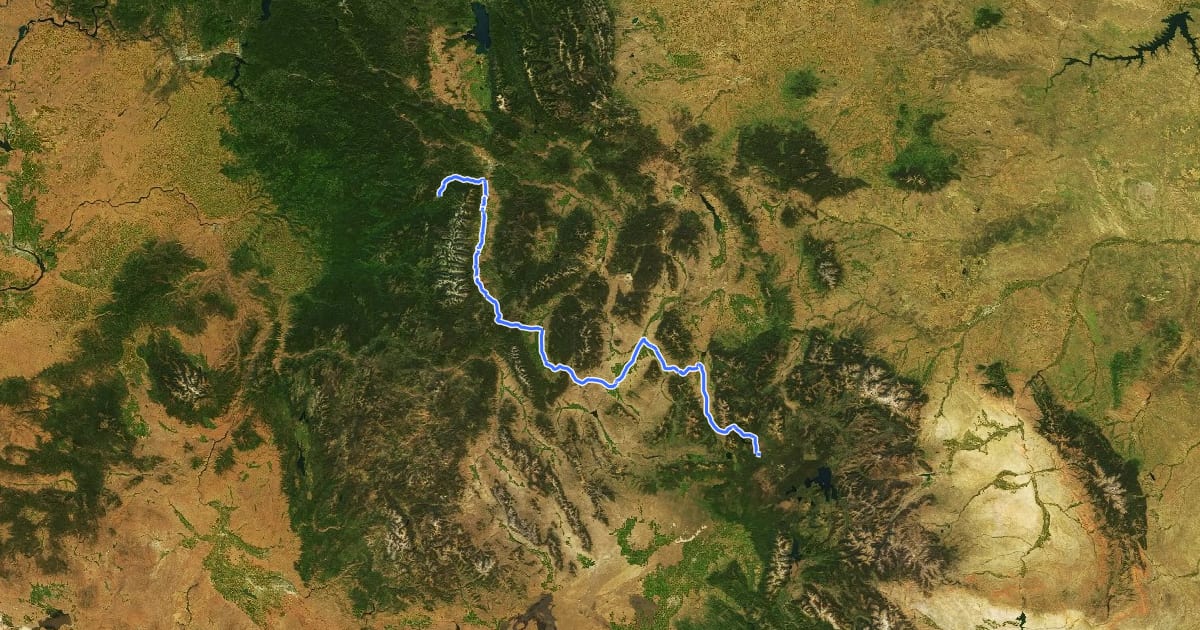 Маршрут TransAmerica Trail (Montana) на спутниковом снимке