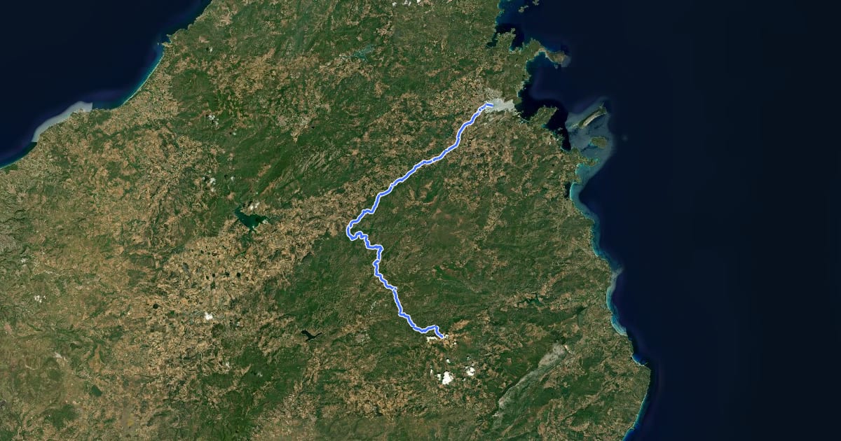 Маршрут TranSardinia stage 1 на спутниковом снимке