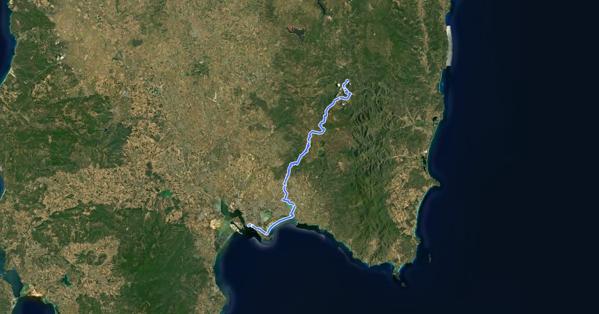 Маршрут TranSardinia stage 7 на спутниковом снимке