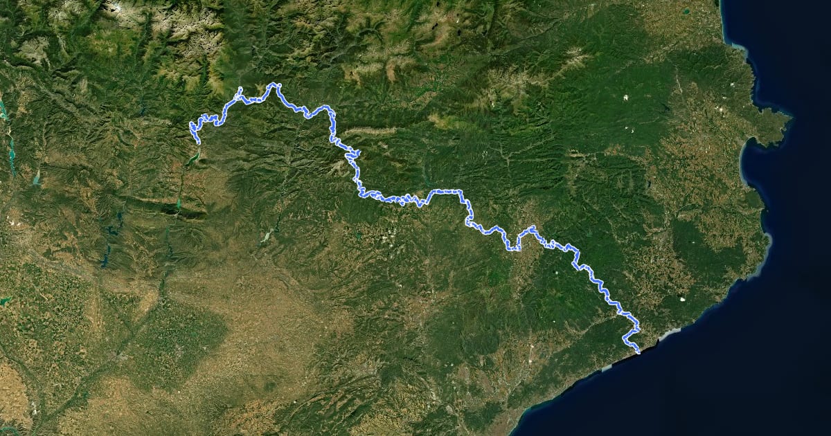 Маршрут TransCatalunya. Catalunya Central - Pirineus на спутниковом снимке