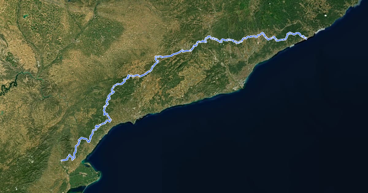 Маршрут TransCatalunya. De la Mediterrània на спутниковом снимке