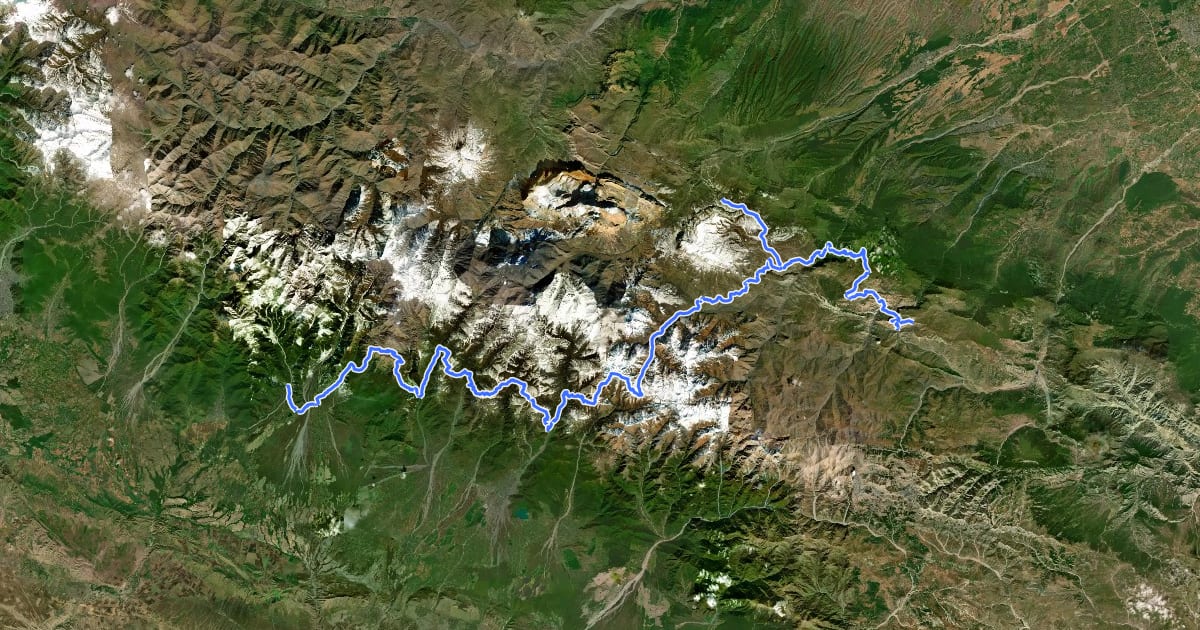 Маршрут Transcaucasian Trail на спутниковом снимке
