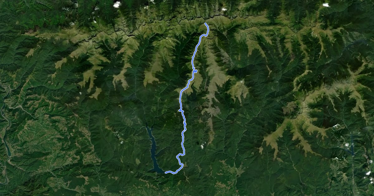Маршрут Transfăgărășan - M. Țuica - Vf. Moldoveanu на спутниковом снимке