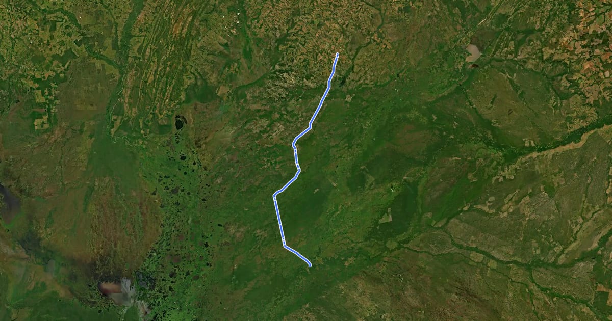 Маршрут TransPantaneira - Pantanal MT на спутниковом снимке