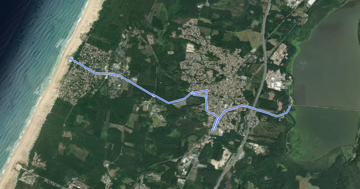 Маршрут Transversale Labenne : Plage - Marais d'Orx на спутниковом снимке