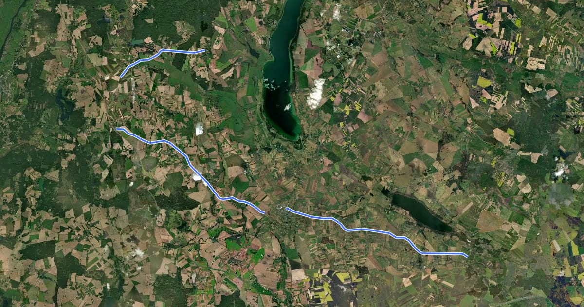 Маршрут Trasy Doliny Płoni - projektowany przebieg на спутниковом снимке