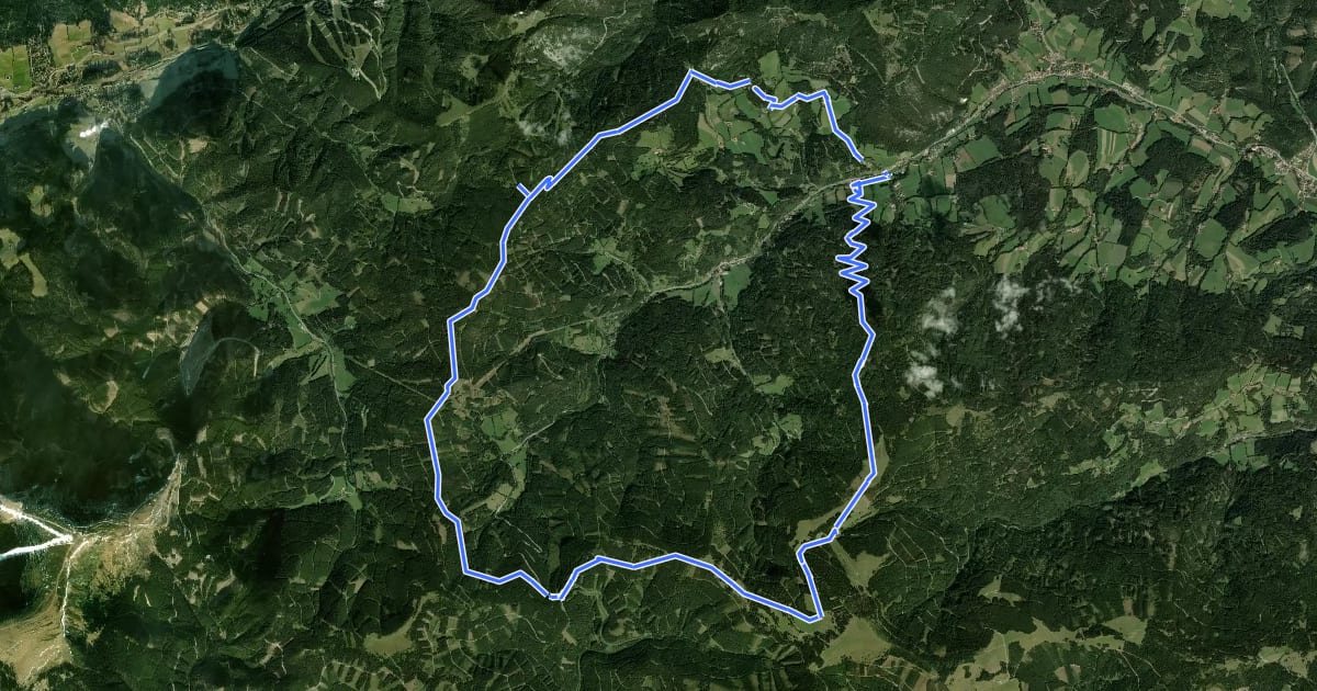 Маршрут Trattenbach Rundwanderweg T1 на спутниковом снимке