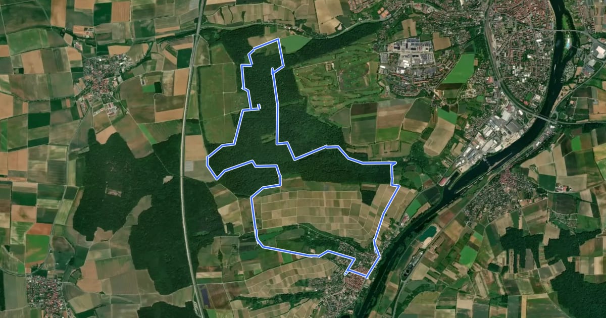 Маршрут Traumrunde Kitzingen Sulzfeld на спутниковом снимке