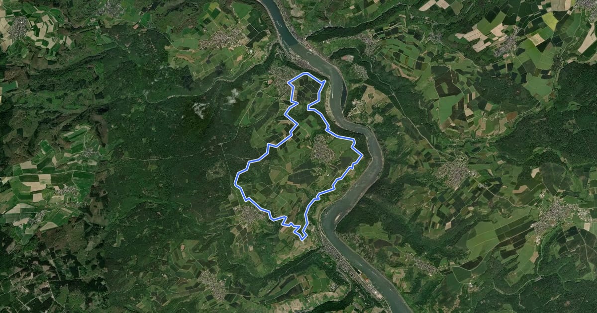 Маршрут Traumschleife Mittelrhein на спутниковом снимке