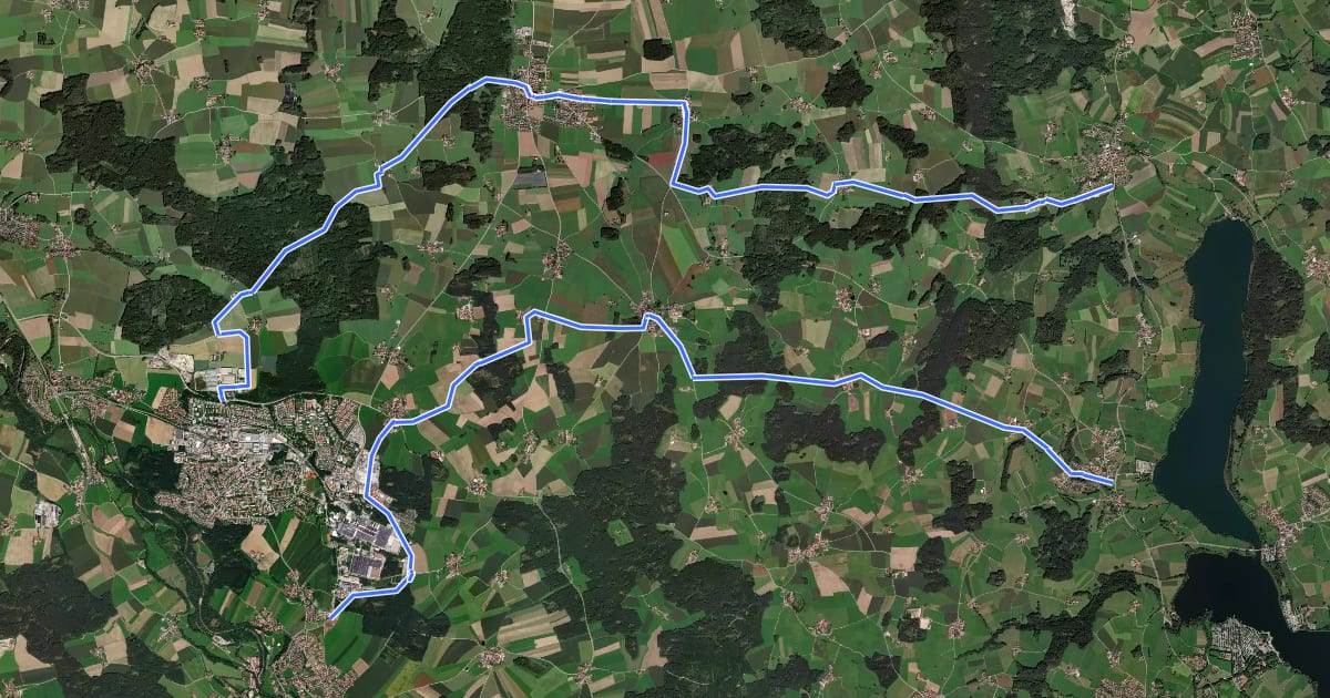 Маршрут Traun-Tachinger See на спутниковом снимке