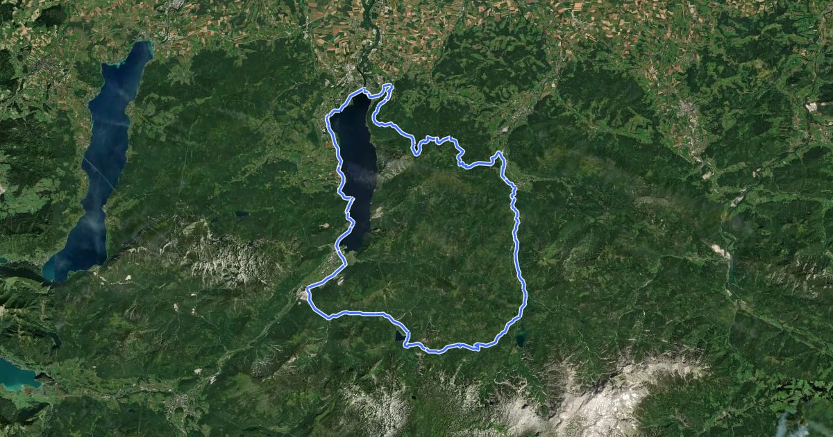 Маршрут Traunsee-Laudachsee-Almtal-Offensee MTB на спутниковом снимке