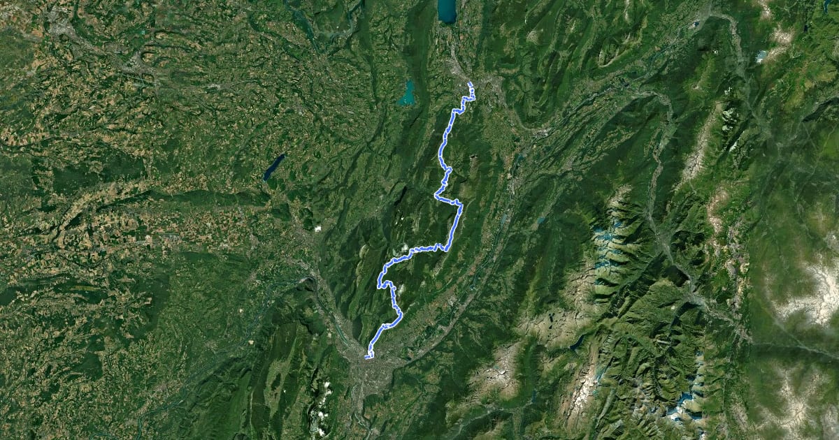 Маршрут Traversée de la Chartreuse на спутниковом снимке