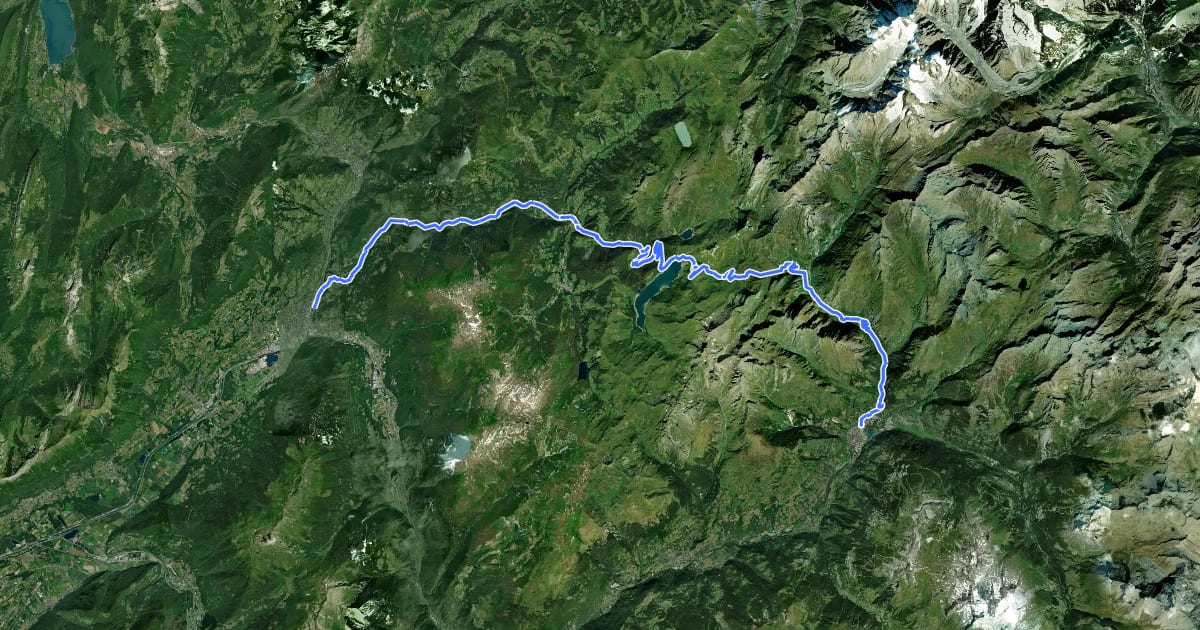Маршрут Traversée du Beaufortain на спутниковом снимке