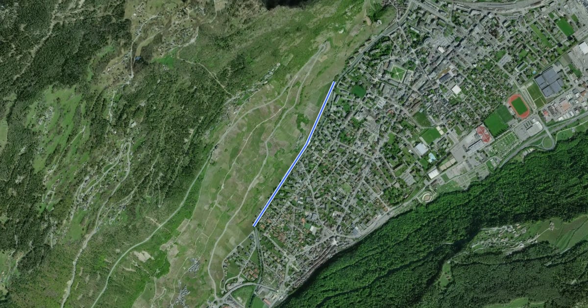 Маршрут À travers Martigny на спутниковом снимке
