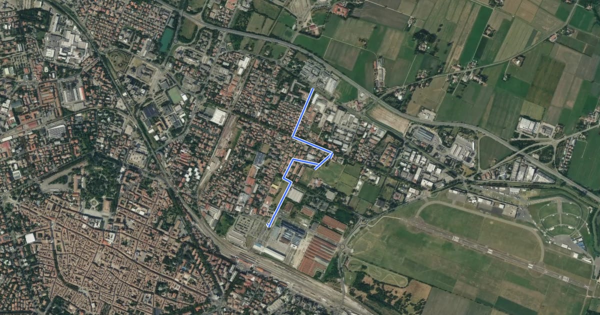 Маршрут Traversa di Santa Croce на спутниковом снимке