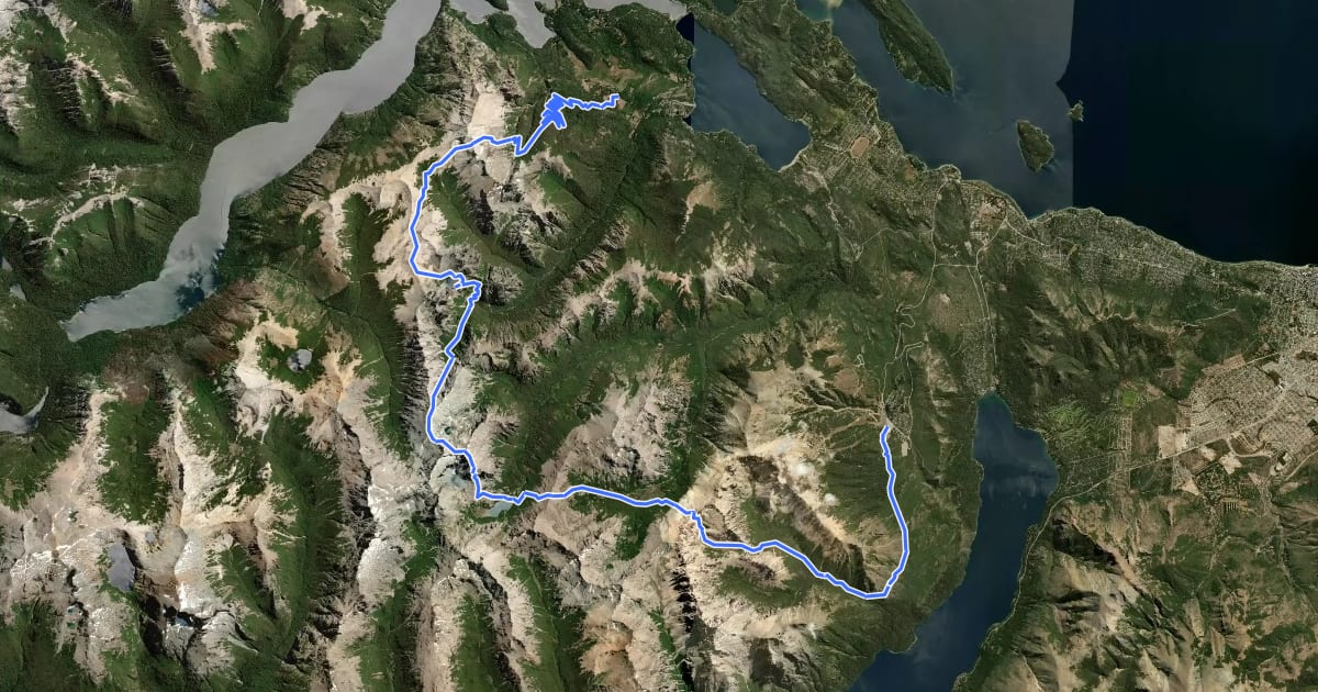 Маршрут Travesía Nahuel Huapi на спутниковом снимке
