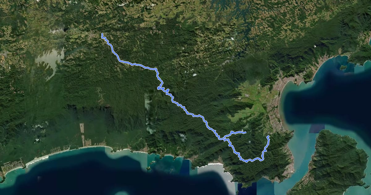 Маршрут Travessia Estrada Rio Pardo на спутниковом снимке
