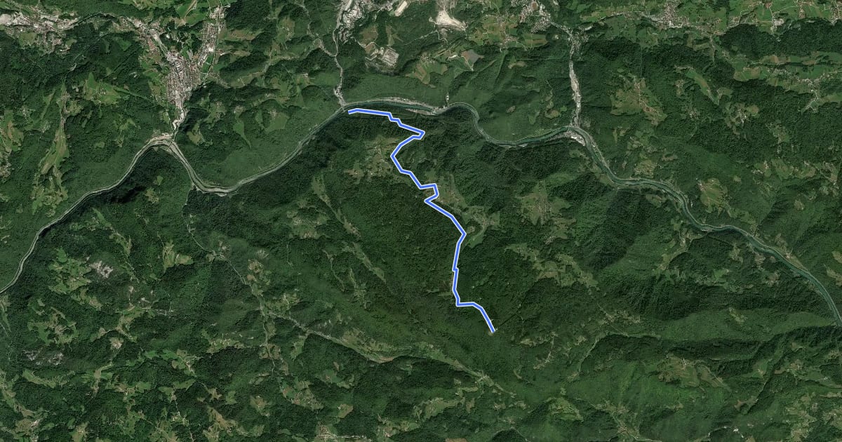 Маршрут Trbovlje - Dobovec - Kum на спутниковом снимке