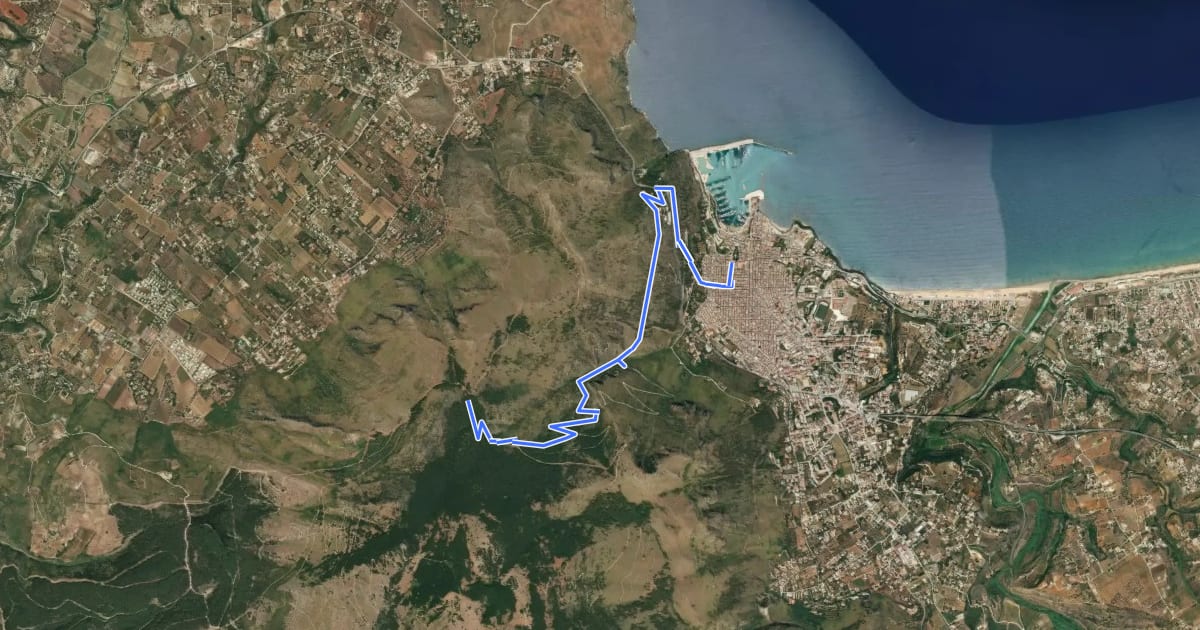 Маршрут Tre Portelle Castellammare del Golfo на спутниковом снимке