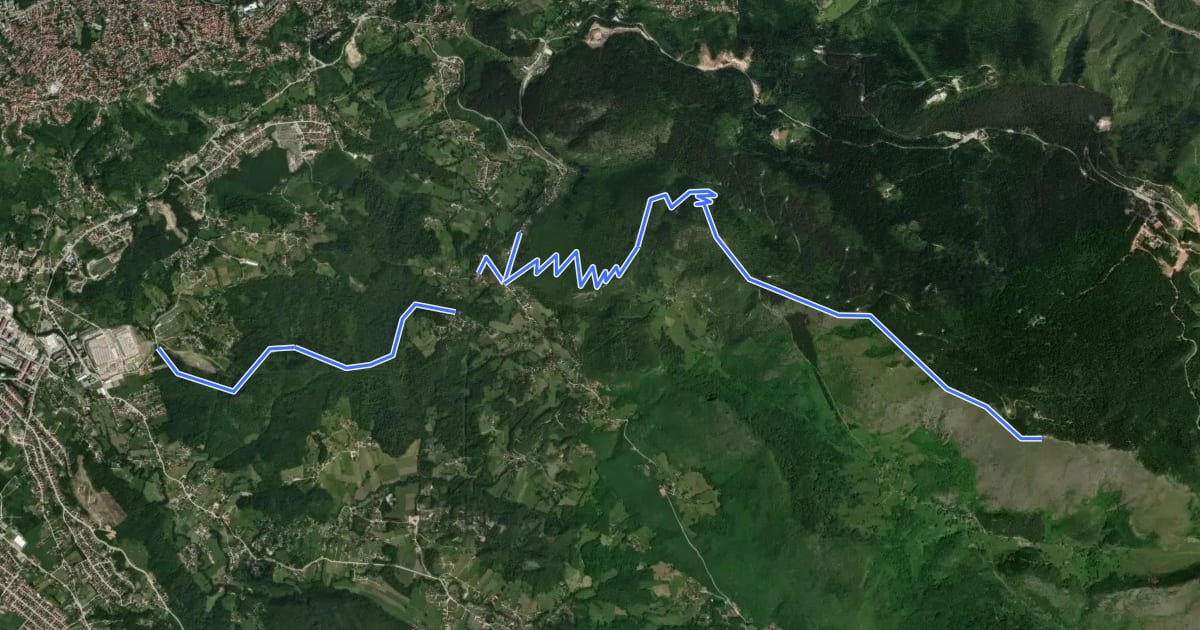 Маршрут Trebevic Hiking trail на спутниковом снимке