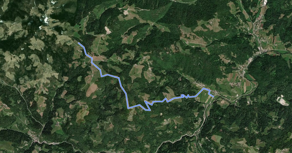 Маршрут Trebija - Ermanovec - Koča na Ermanovcu на спутниковом снимке