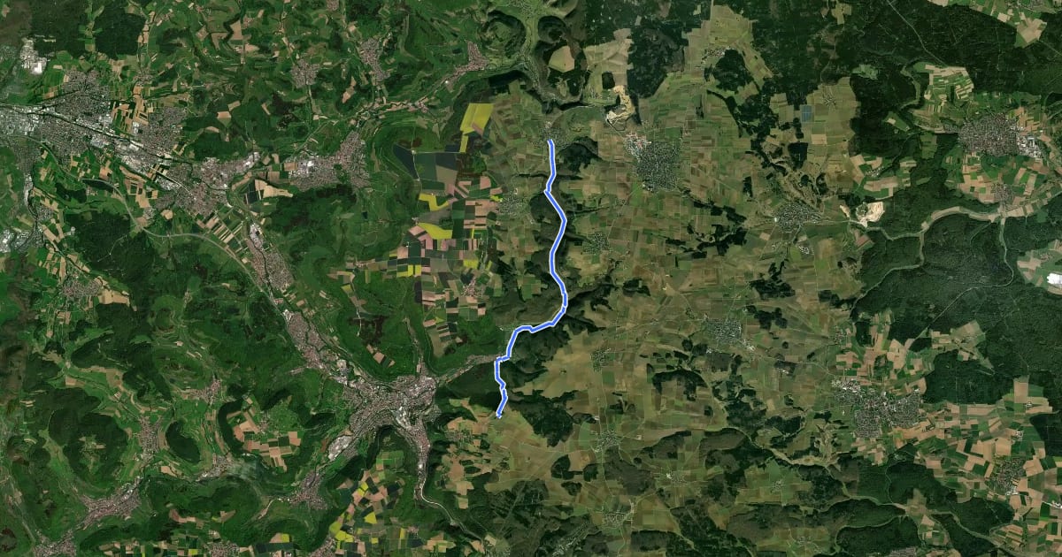 Маршрут Treffelhausen - Eybach - Abzweig Lindenhof на спутниковом снимке