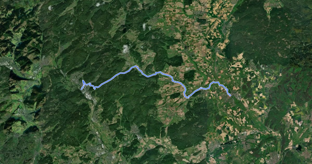 Маршрут Treisbachtal-Radweg на спутниковом снимке
