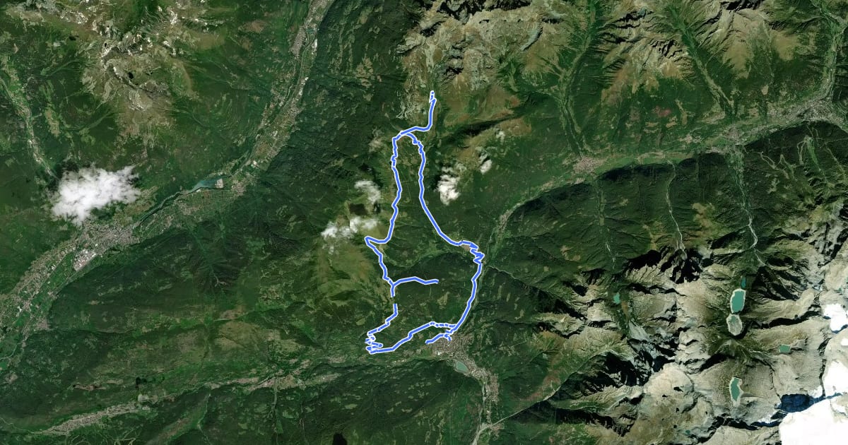 Маршрут Trekking delle malghe на спутниковом снимке