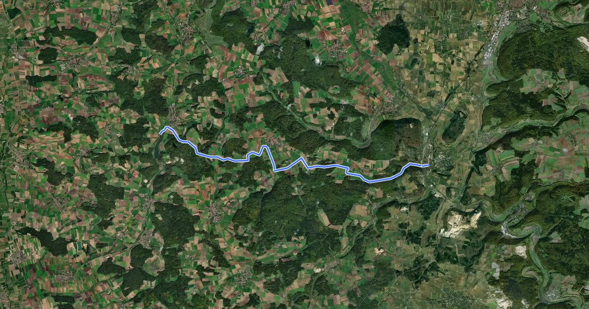 Маршрут Treuchtlingen-Hahnenkamm на спутниковом снимке