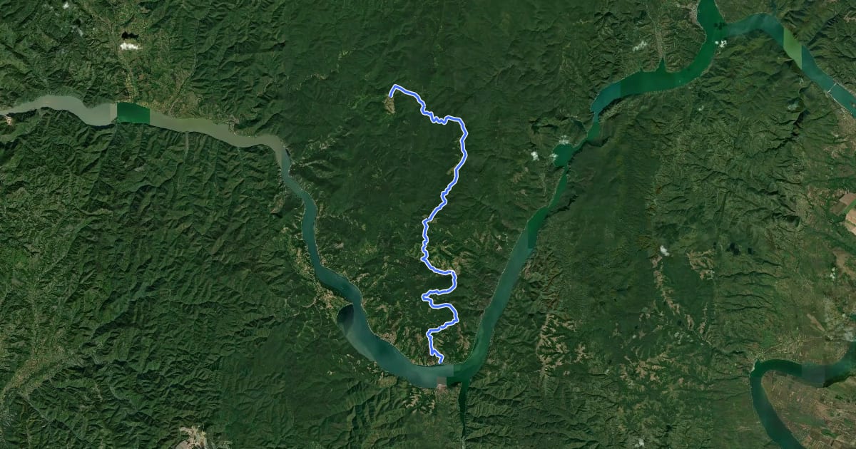 Маршрут Tricule - Eibental – Bigăr (yellow tourist path) на спутниковом снимке