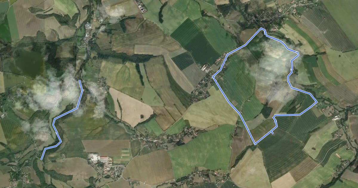Маршрут Triebischtaler Rundweg - Gelber Strich - на спутниковом снимке