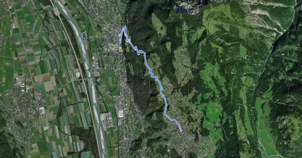 Маршрут Triesenberg - Rotaboda-Samia - Schloss Vaduz - Vaduz на спутниковом снимке