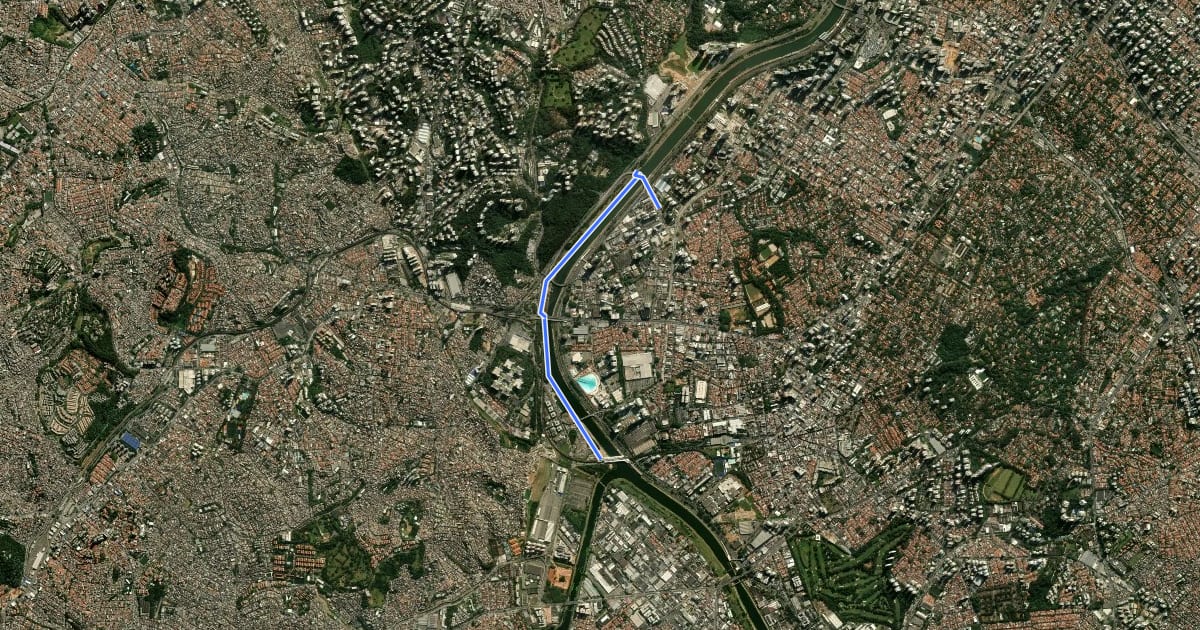 Маршрут Trilha do Rio Pinheiros на спутниковом снимке