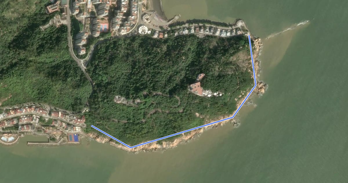 Маршрут 黑沙龍爪角海岸徑 Trilho à Beira-Mar de Long Chao Kok на спутниковом снимке