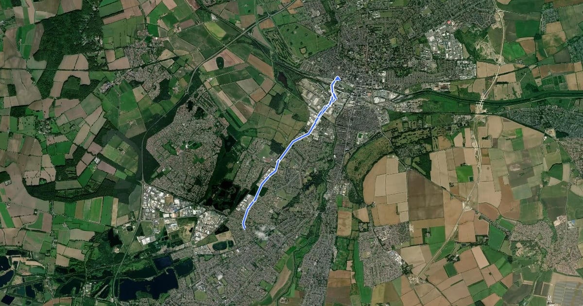 Маршрут Tritton Road Cycle Path на спутниковом снимке