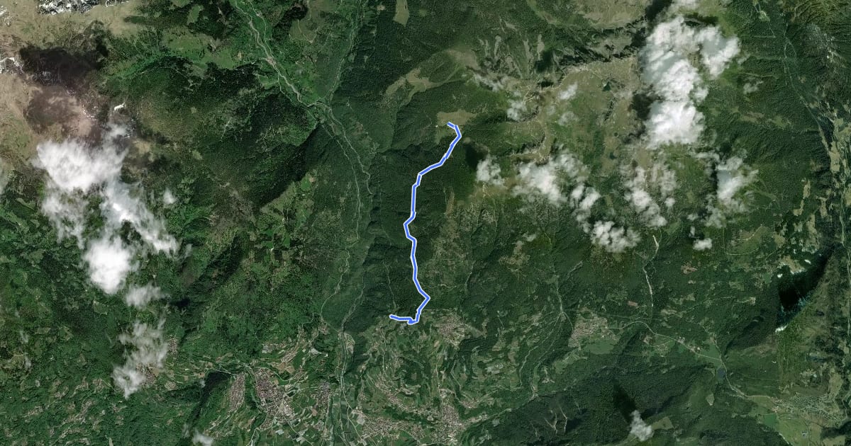 Маршрут Trodo dei Salti на спутниковом снимке