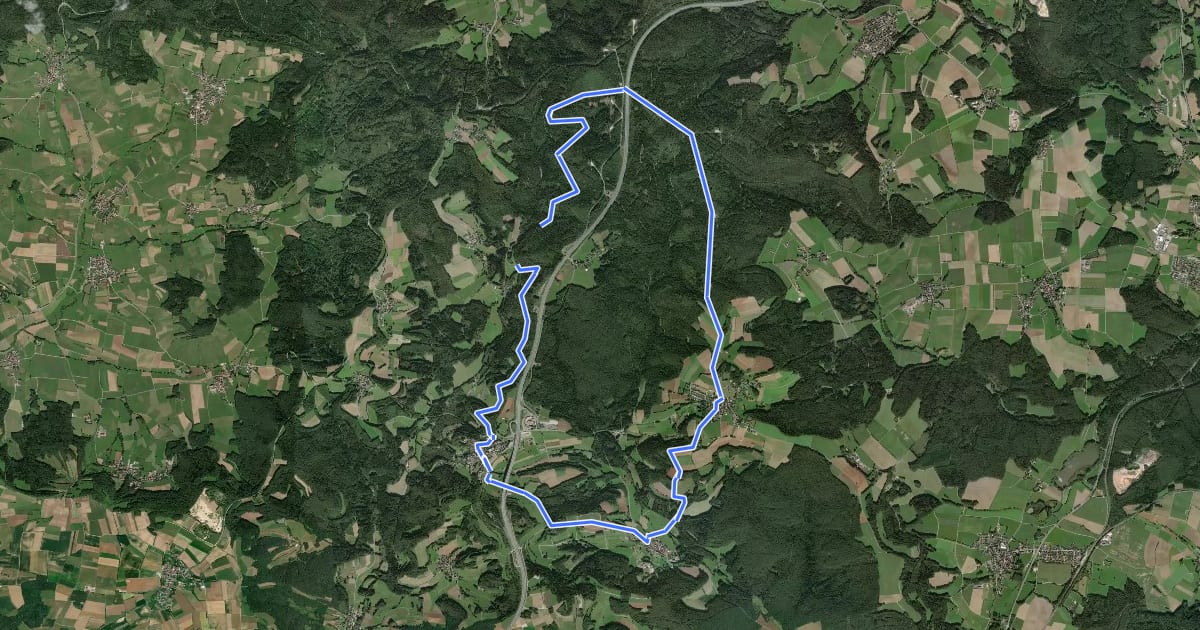 Маршрут Trokau Rundwanderweg 1 на спутниковом снимке