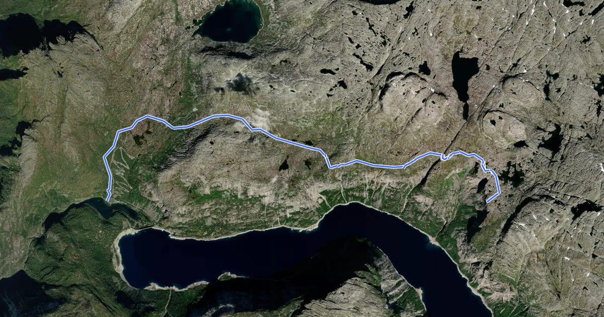 Маршрут Trolltunga на спутниковом снимке