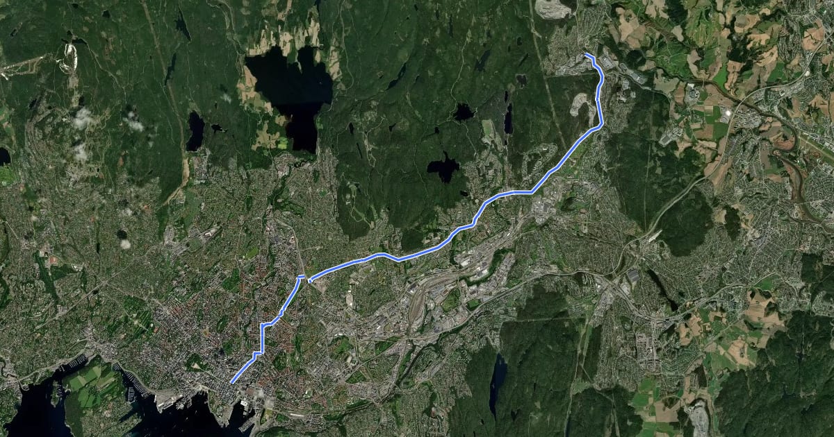 Маршрут Trondheimsveien на спутниковом снимке
