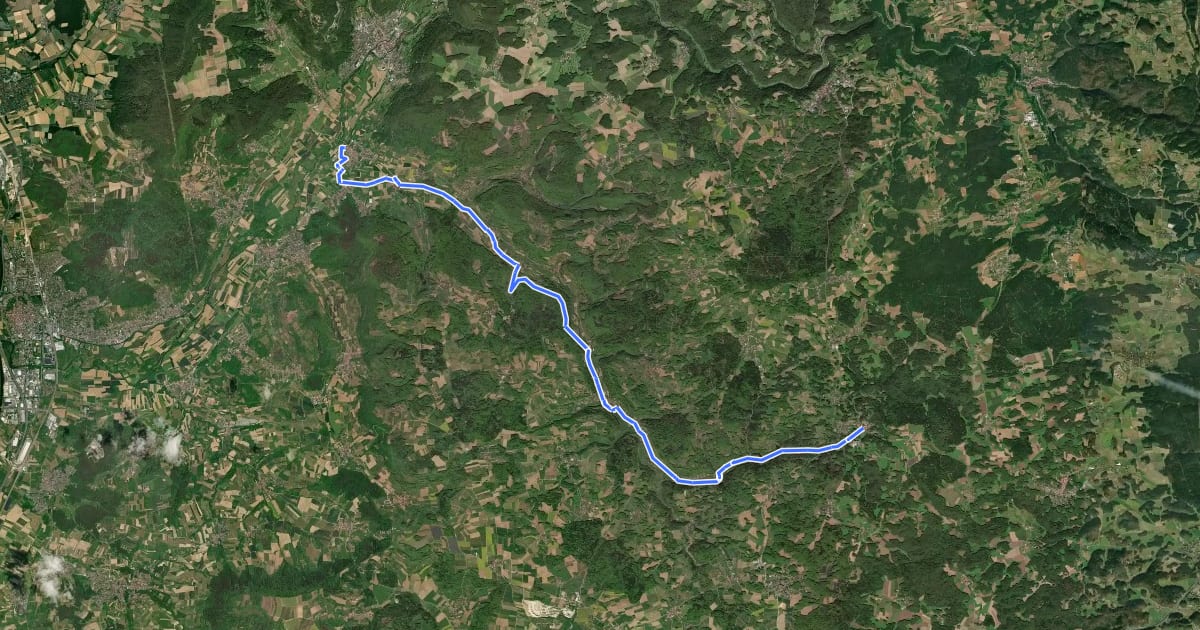 Маршрут Trubachtal-Radweg на спутниковом снимке