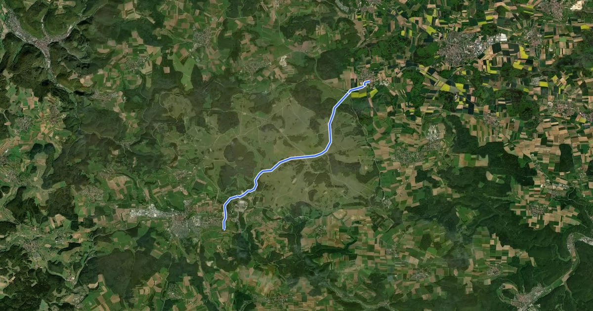 Маршрут Truppenübungsplatz Wanderweg Nr. 1: Eingang Feldstetten - Panzerbrücke Auingen на спутниковом снимке