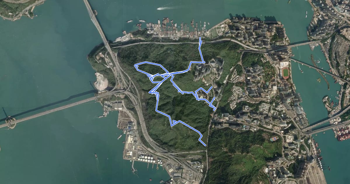 Маршрут 青衣自然徑 Tsing Yi Nature Trails на спутниковом снимке