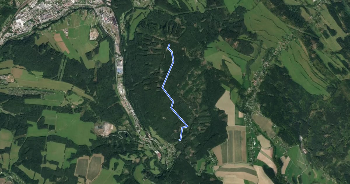 Маршрут TT Modřínový trail на спутниковом снимке