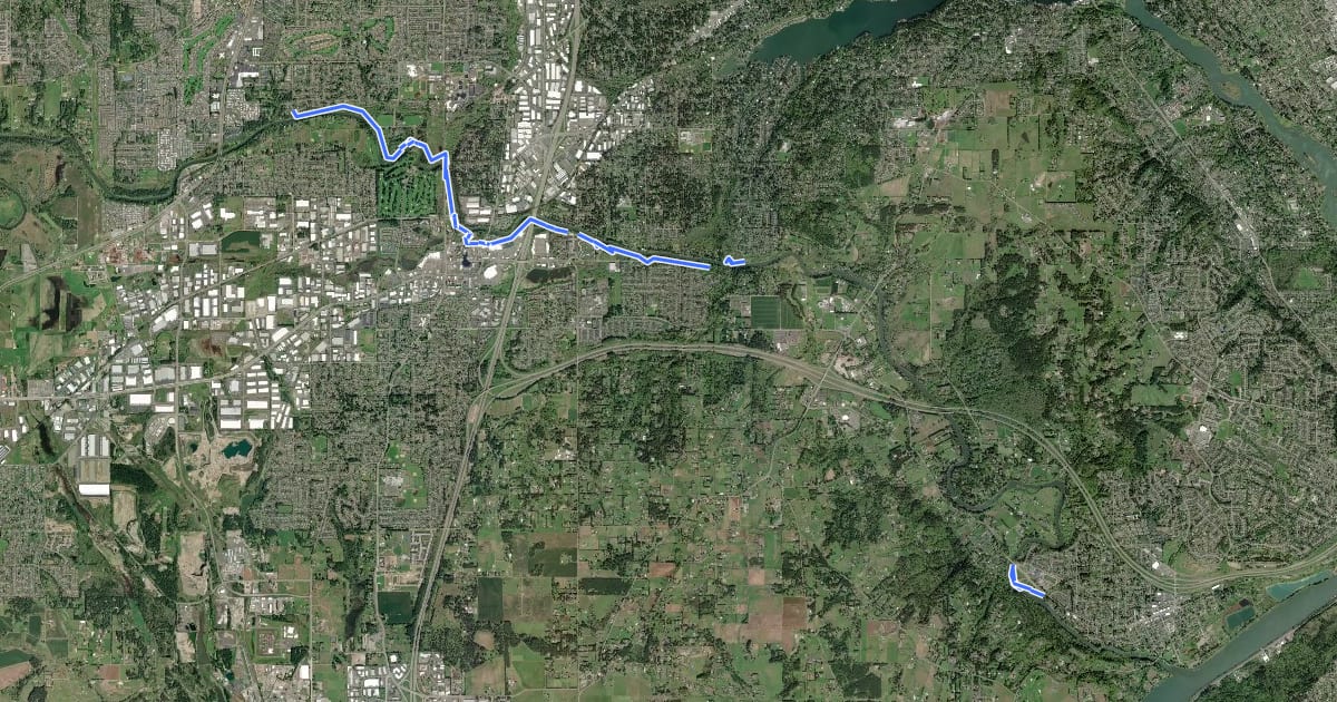 Маршрут Tualatin River Greenway Trail на спутниковом снимке