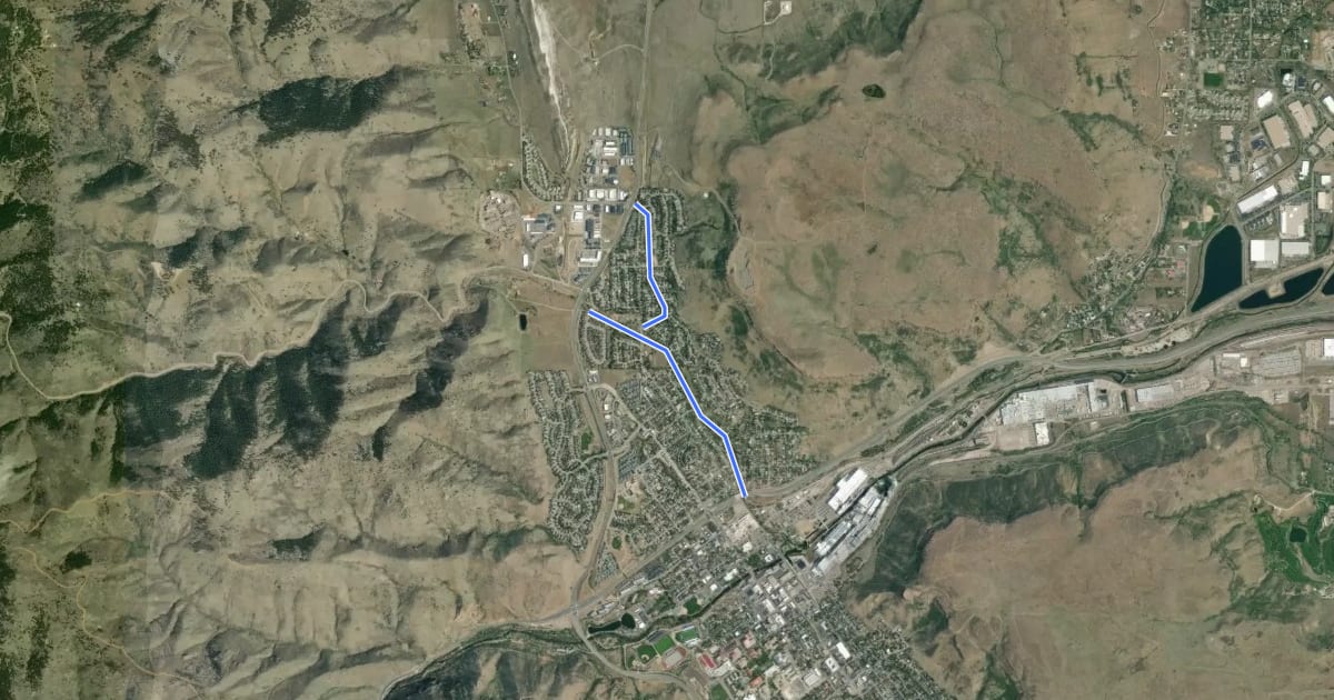 Маршрут Tucker Gulch Trail на спутниковом снимке