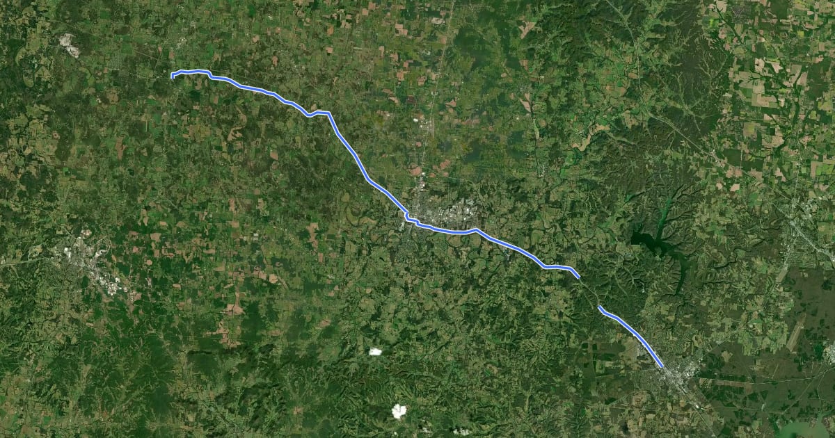 Маршрут Tullahoma Connector на спутниковом снимке