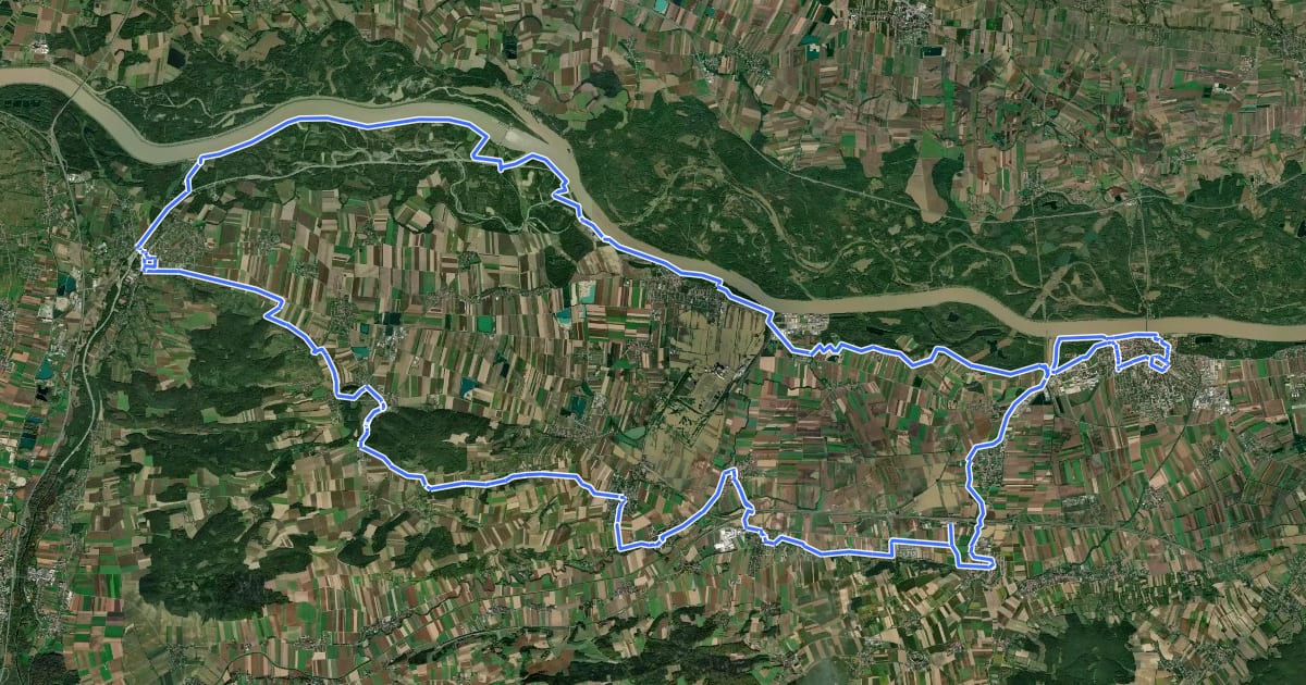 Маршрут Tullnerfeld-Radweg на спутниковом снимке